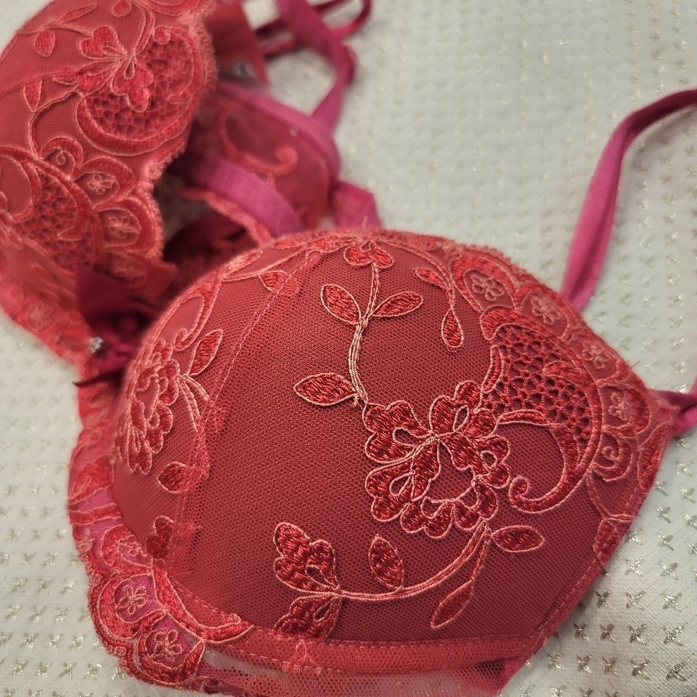 Sz 34A Rose Lise Charmel Demi Underwire Lace Bra
